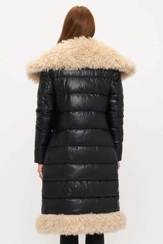 Siberian Empress Maxi Puffer Coat Back View in Black | Coalition LA