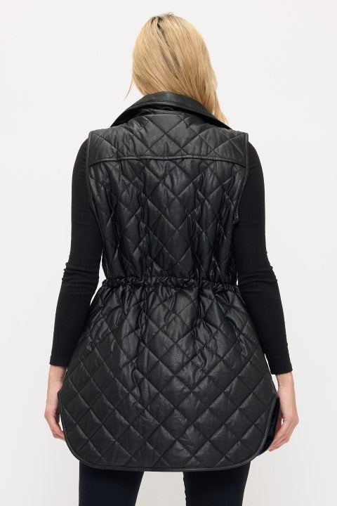 VA8021: Luxe Quilted Faux Leather Vest