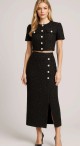 CLAST1020: WOMEN'S TWEED TWO PC TOP AND SKIRT SET