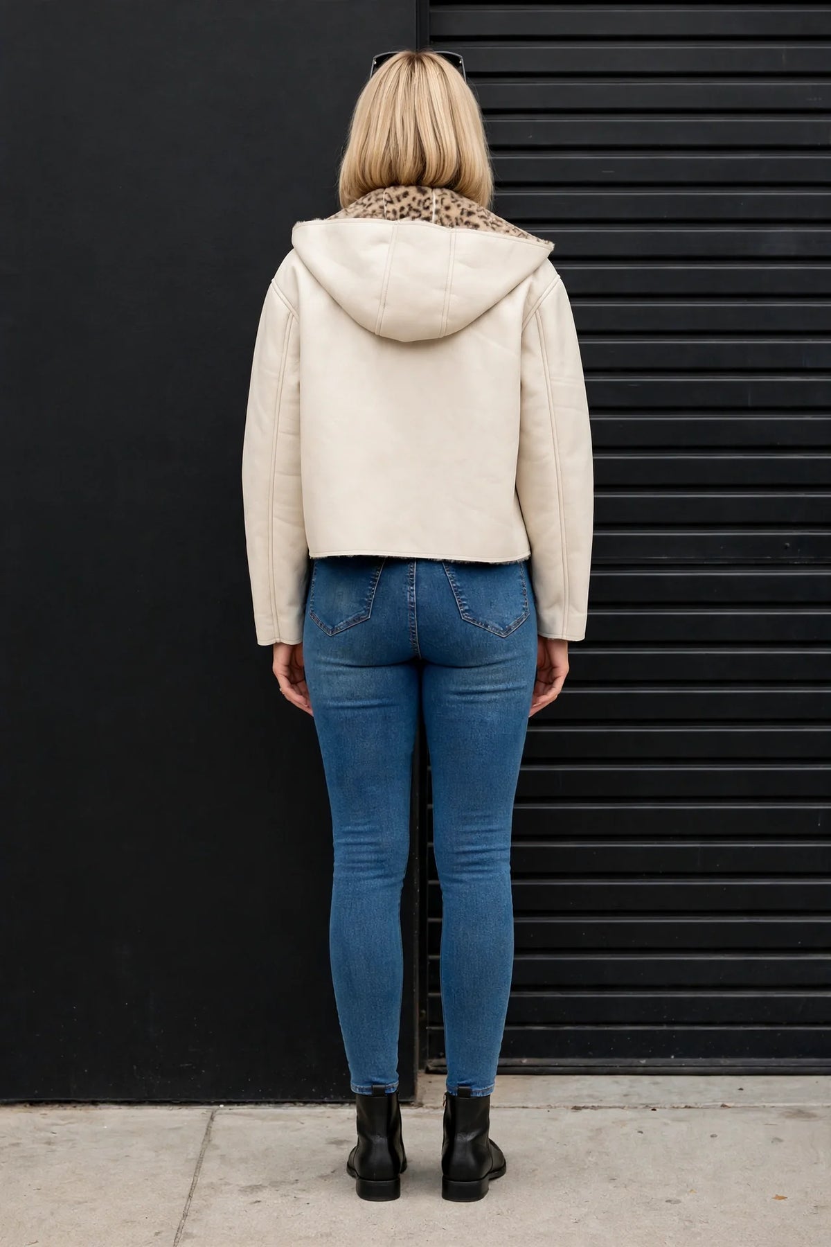 CLALJ0055 - Luxe Leopard Toggle Jacket - cream back view
