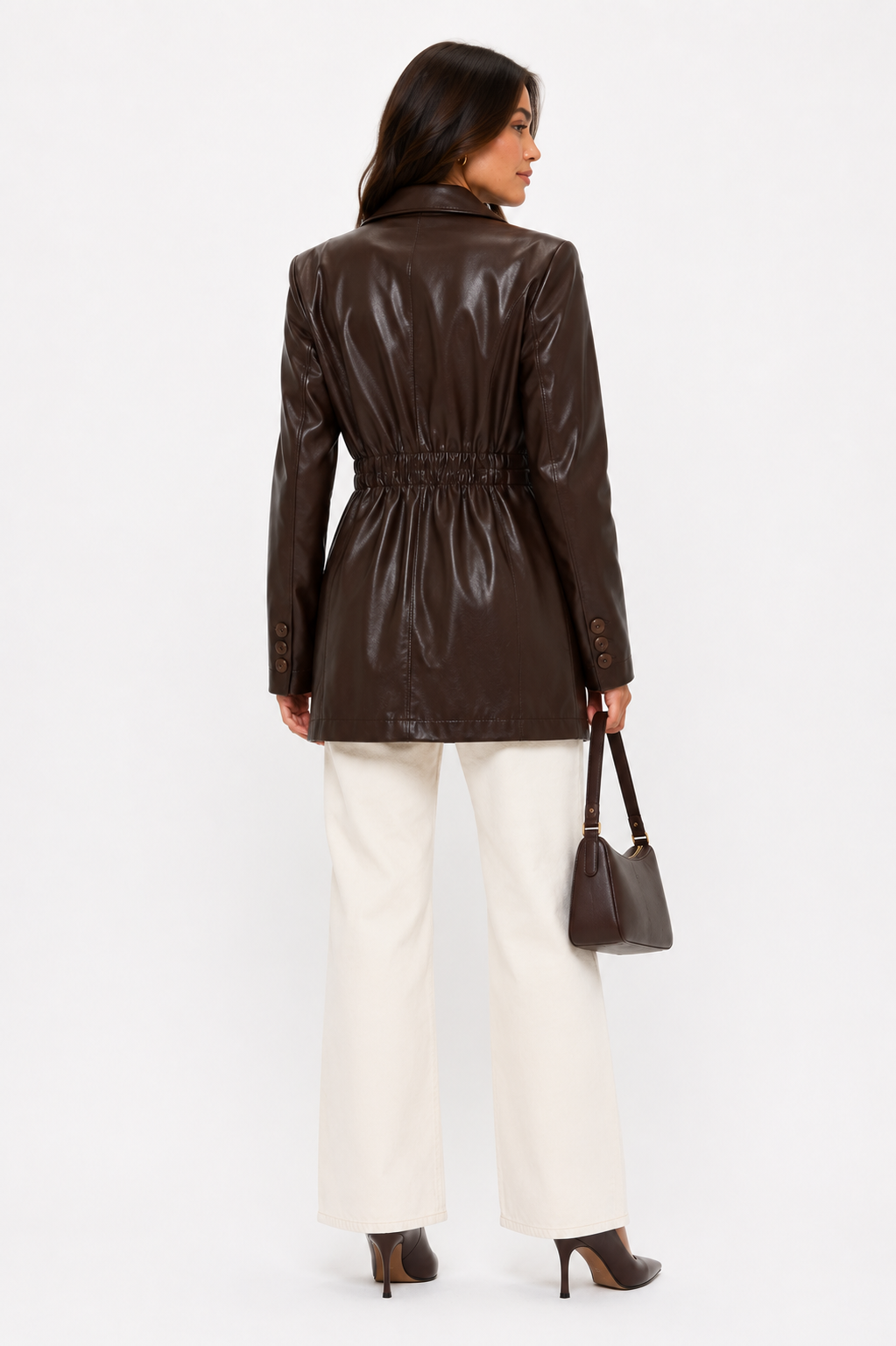 CLALJ0126 - Monaco Luxe Tailored Faux Leather Blazer Jacket