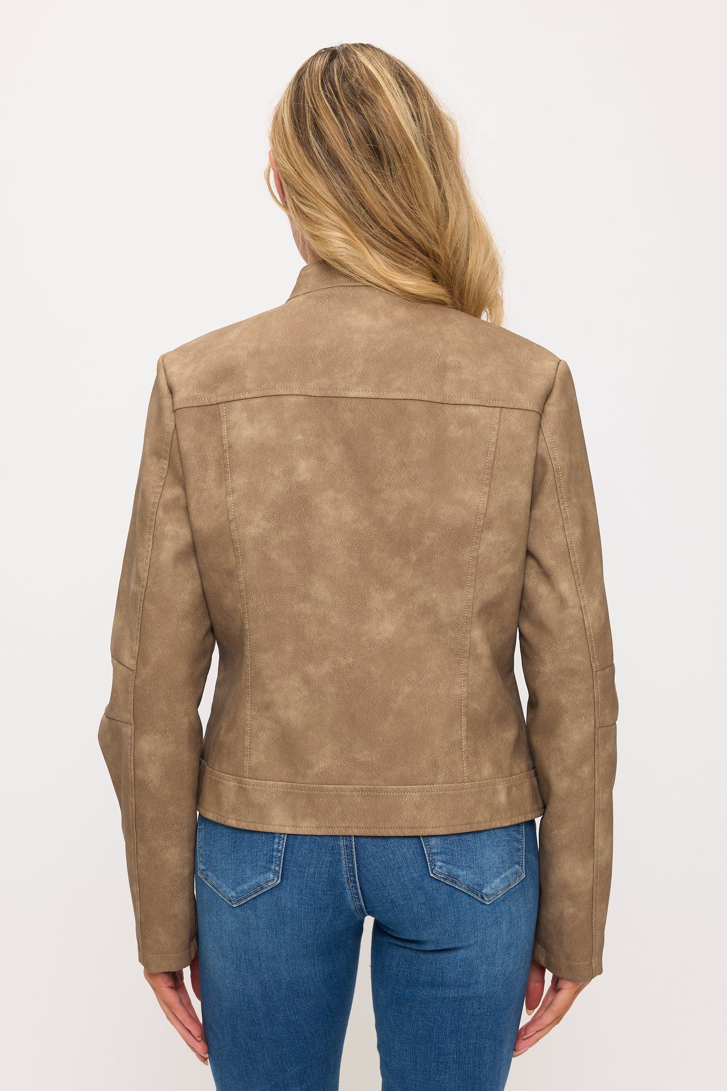 CLALJ0140: Meridian Pleated Faux Leather Moto Jacket