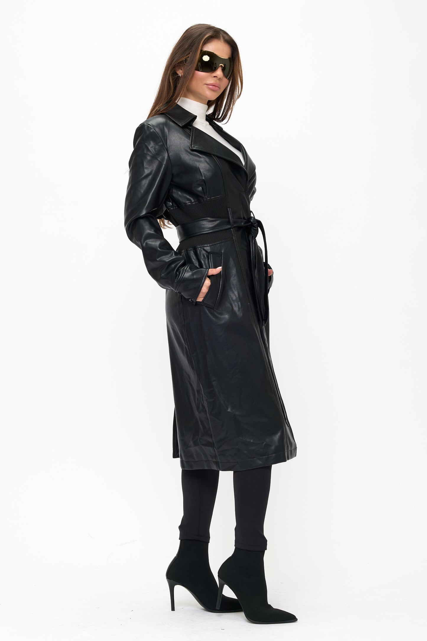 Neo Luxe Leather Trench