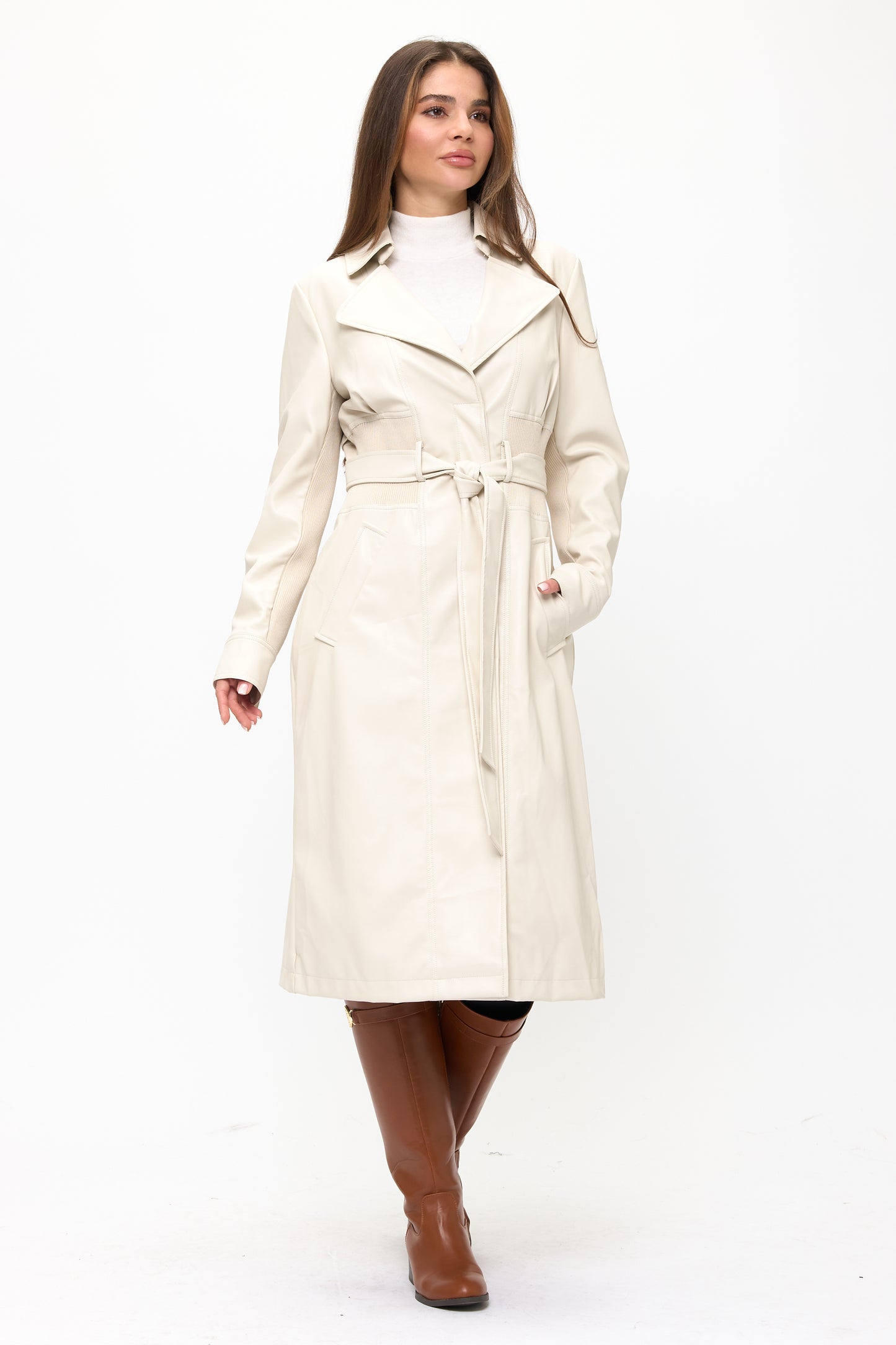 Neo Luxe Leather Trench