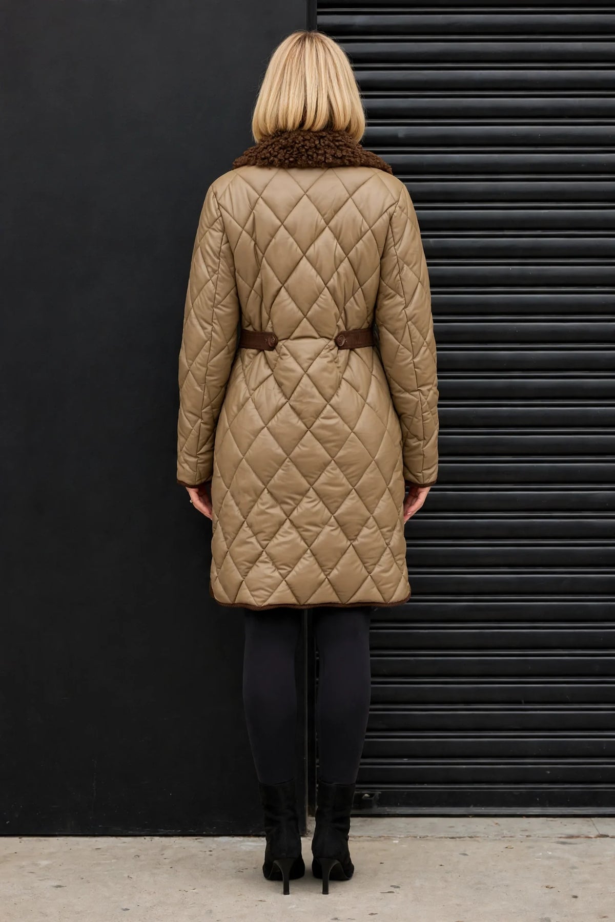 CLANP0020 - Chelsea Diamond Luxe Coat - taupe-brown back view