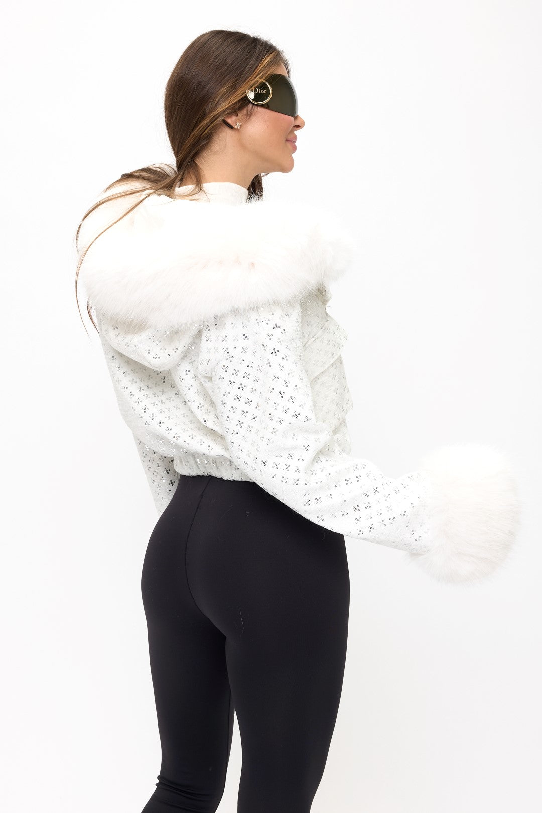 CLATJ0052: The Starlight Sequin Bomber with Faux Fur Collar