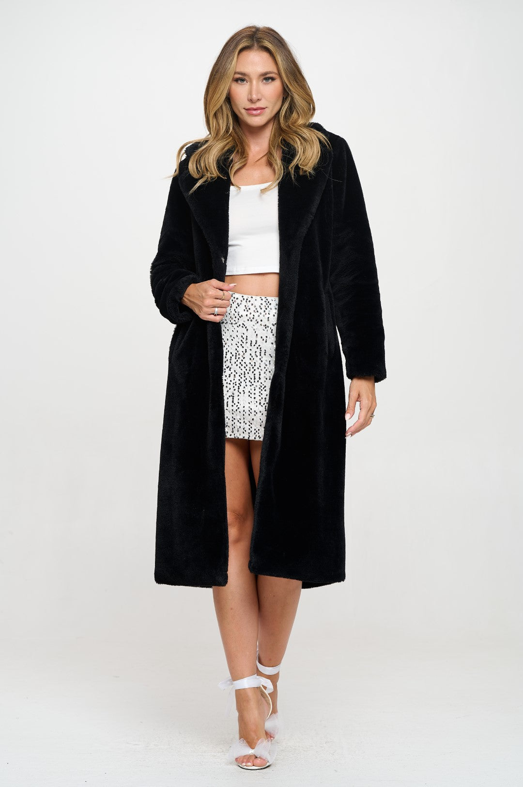 F510L1: Velvet Shadow Faux Fur Coat