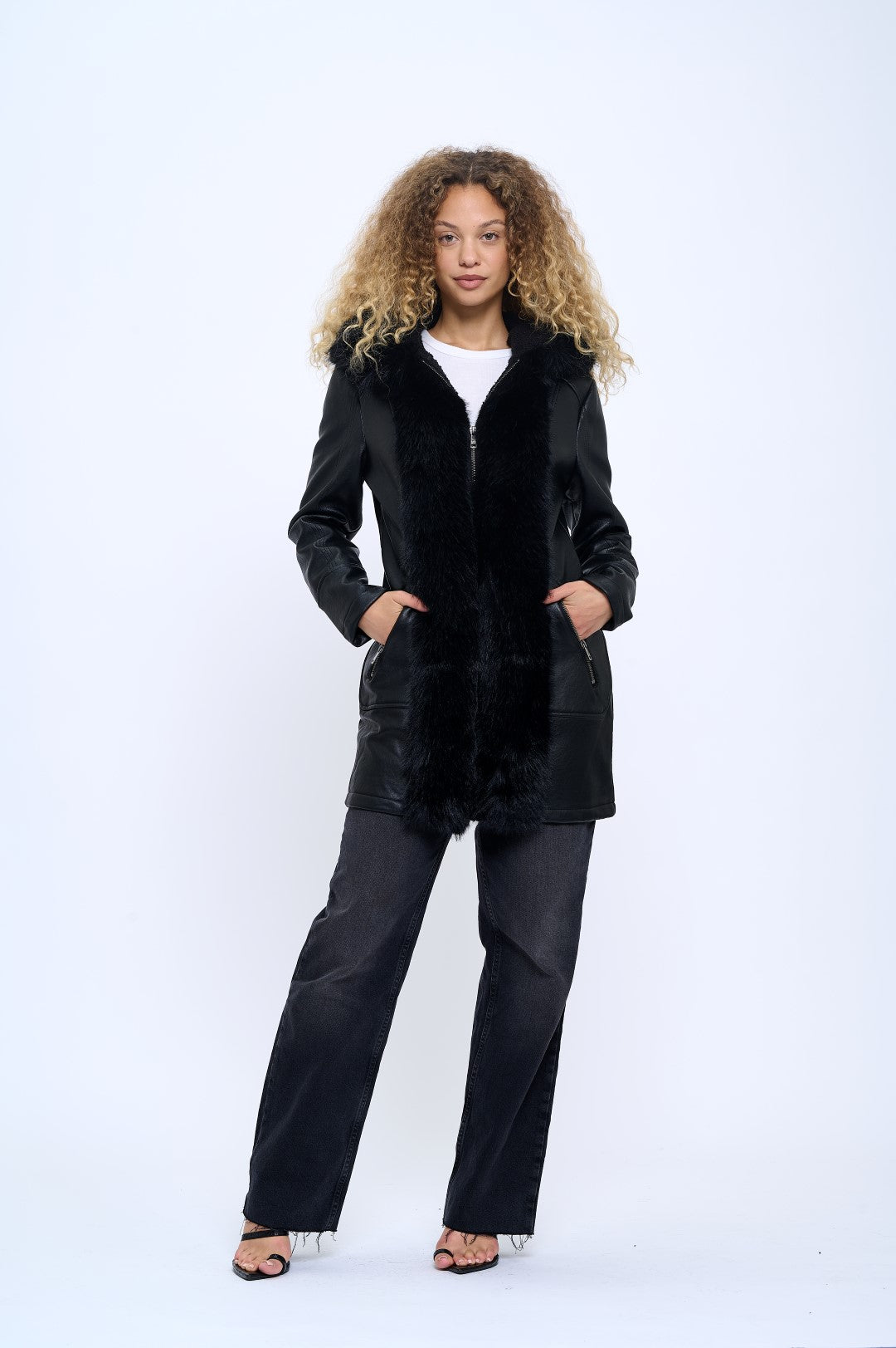 L219L1: Cascade Faux Fur Coat