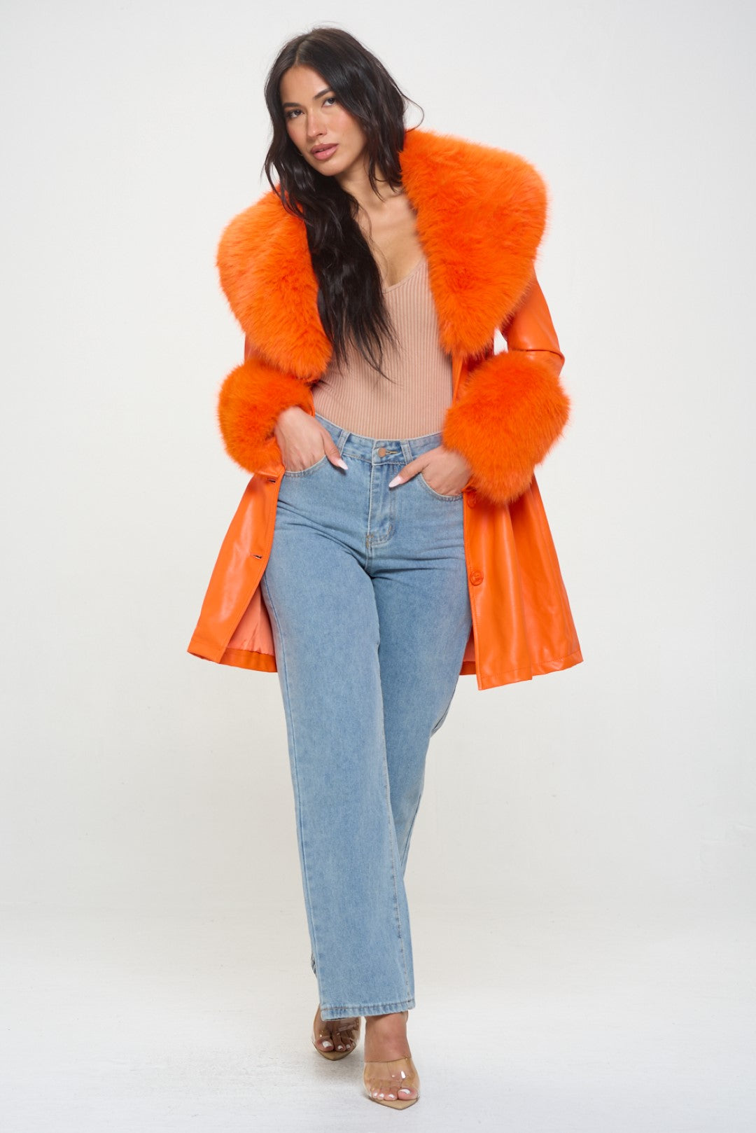 L414L1 : Emberlong Vegan Leather Coat (OPEN PACK)