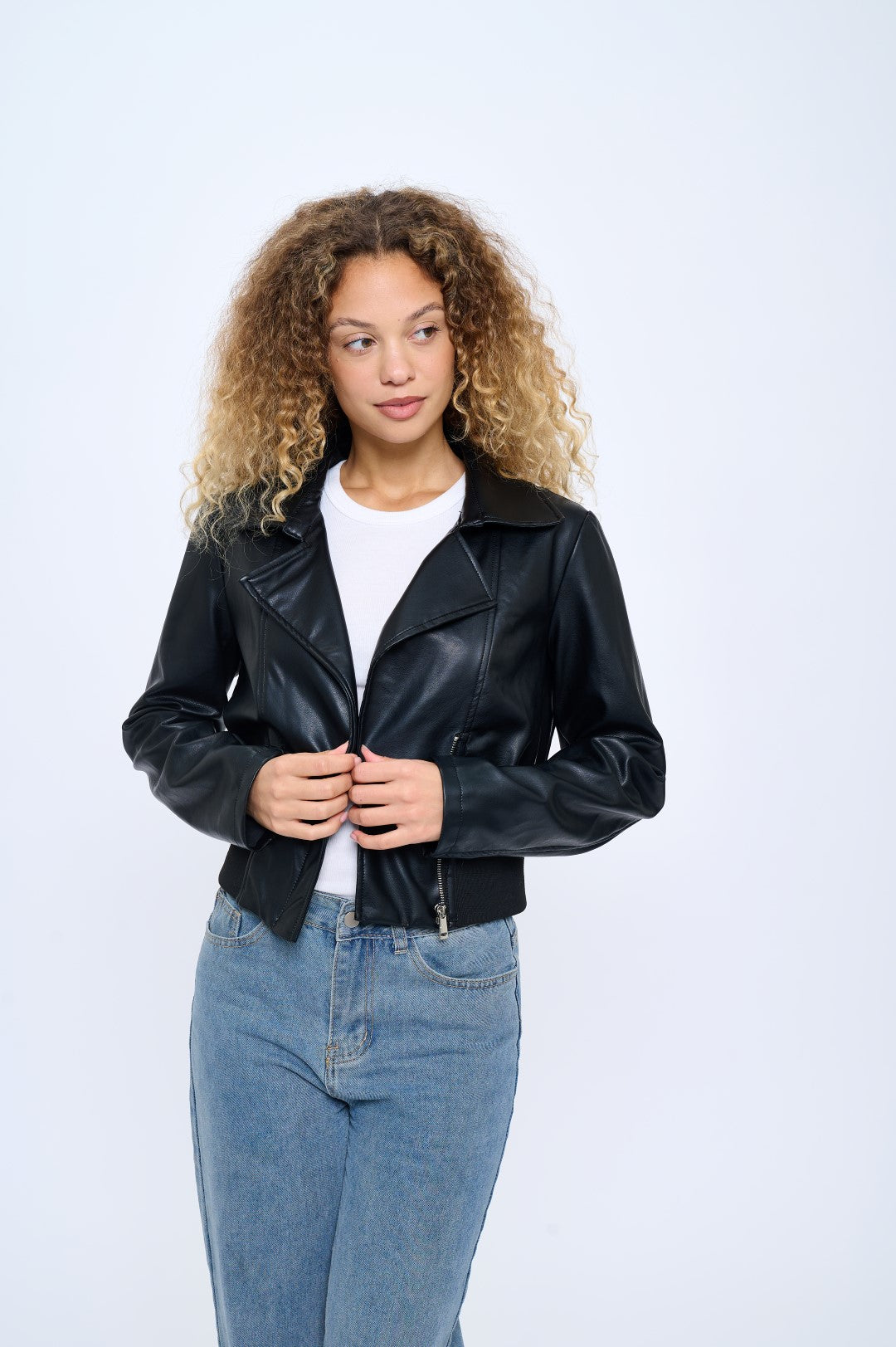 Skylight Vegan Cropped Moto Jacket