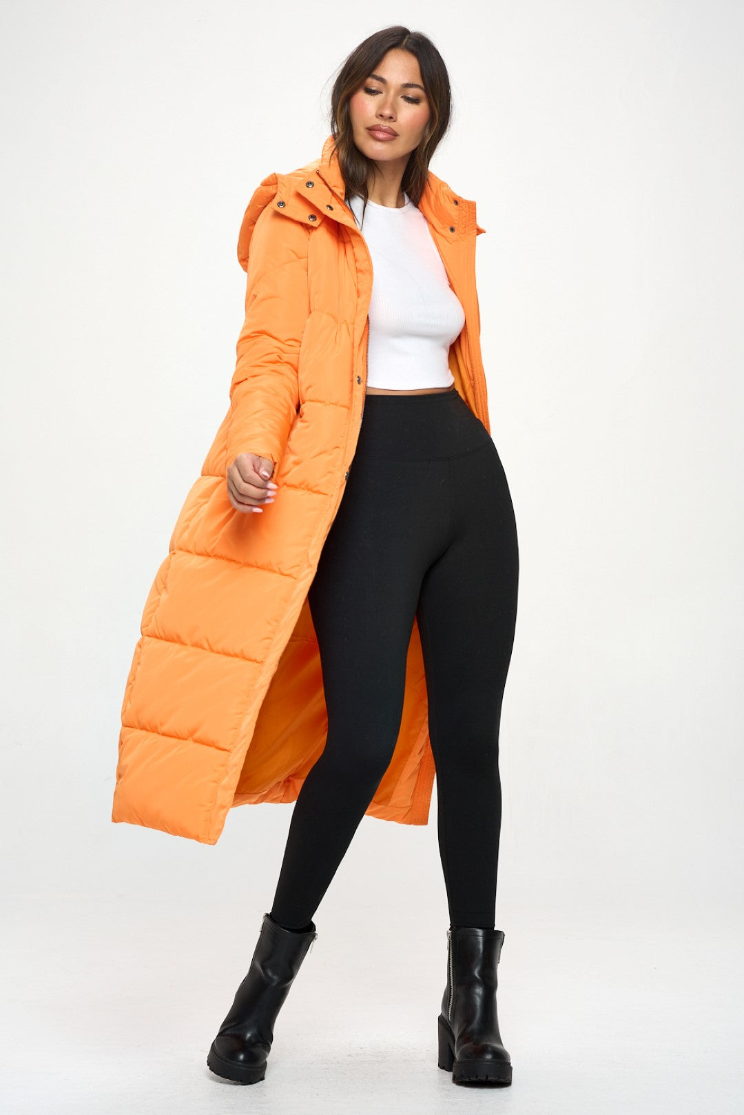QB702L1 : Tangerine Dream Maxi Vegan Puffer
