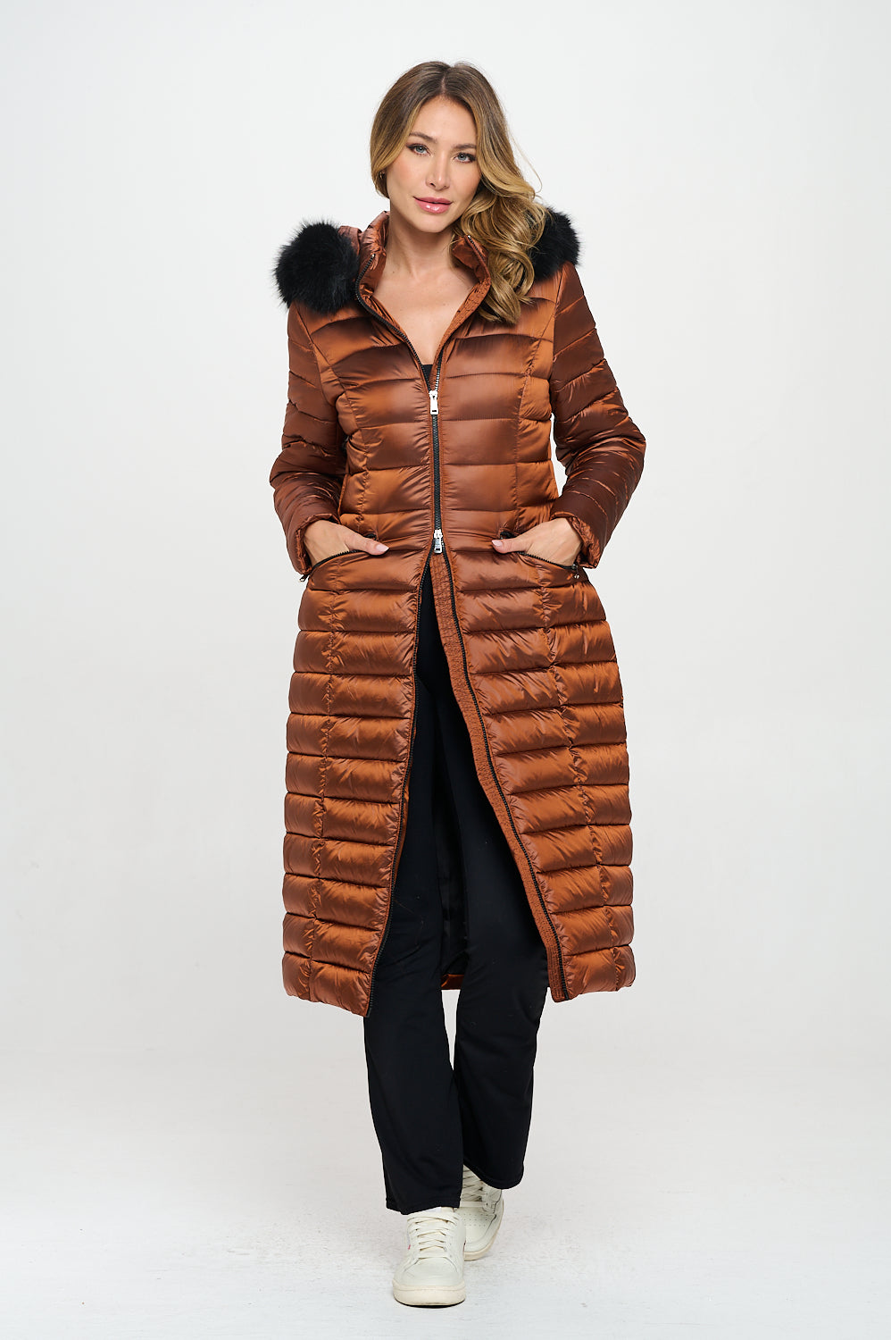 Amber Aurora Faux Fur-Trimmed Quilted Maxi Puffer