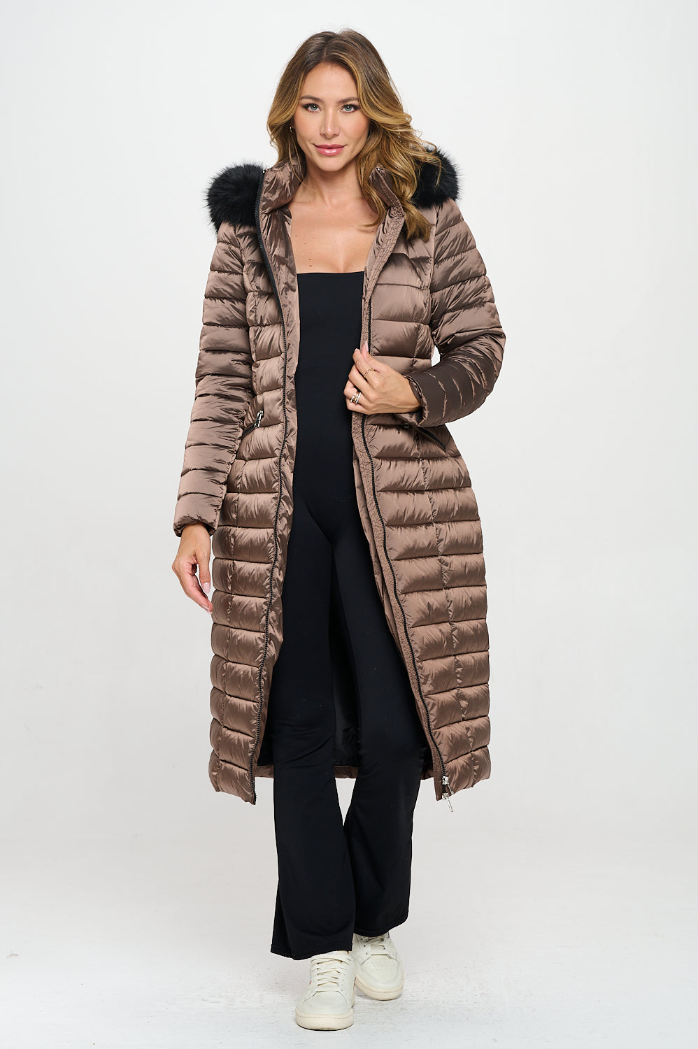Amber Aurora Faux Fur-Trimmed Quilted Maxi Puffer