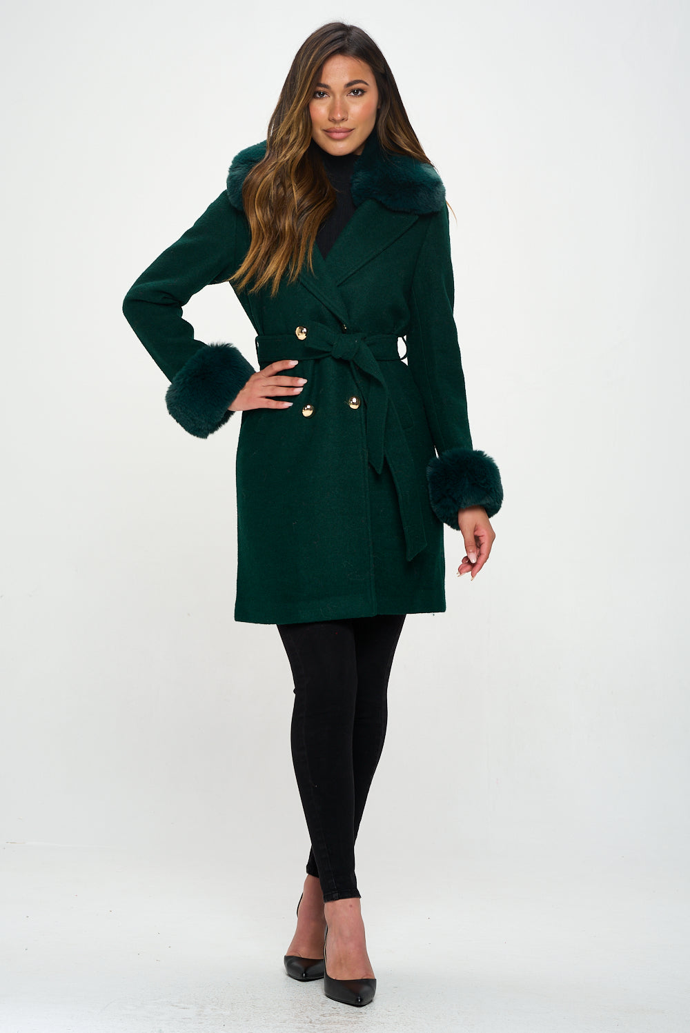 Enchantment Faux Fur-Trimmed Belted Coat (OPEN PACK)
