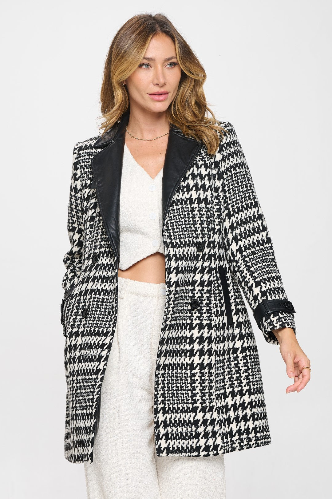Oat Opulence Vegan Houndstooth Coat
