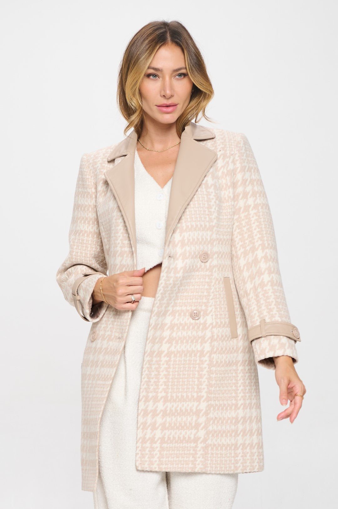 Oat Opulence Vegan Houndstooth Coat