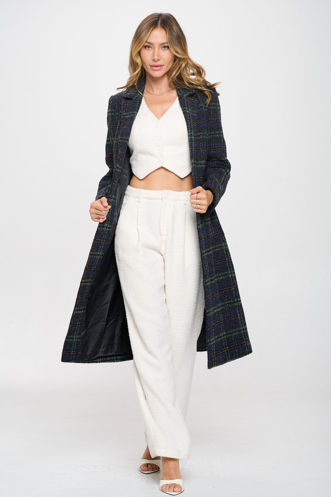 WB538L1: Evergreen Estate Plaid Coat