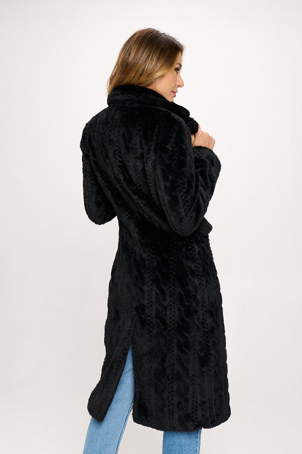 FB539L1: Parisian Luxe Vegan Fur Coat