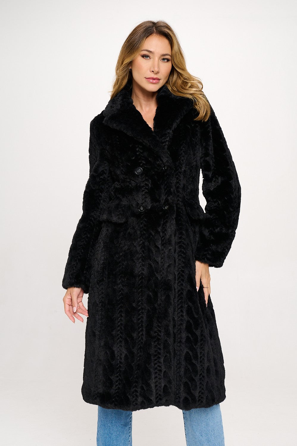 FB539L1: Parisian Luxe Vegan Fur Coat