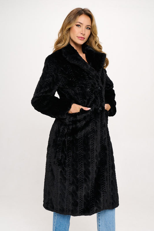 FB539L1: Parisian Luxe Vegan Fur Coat