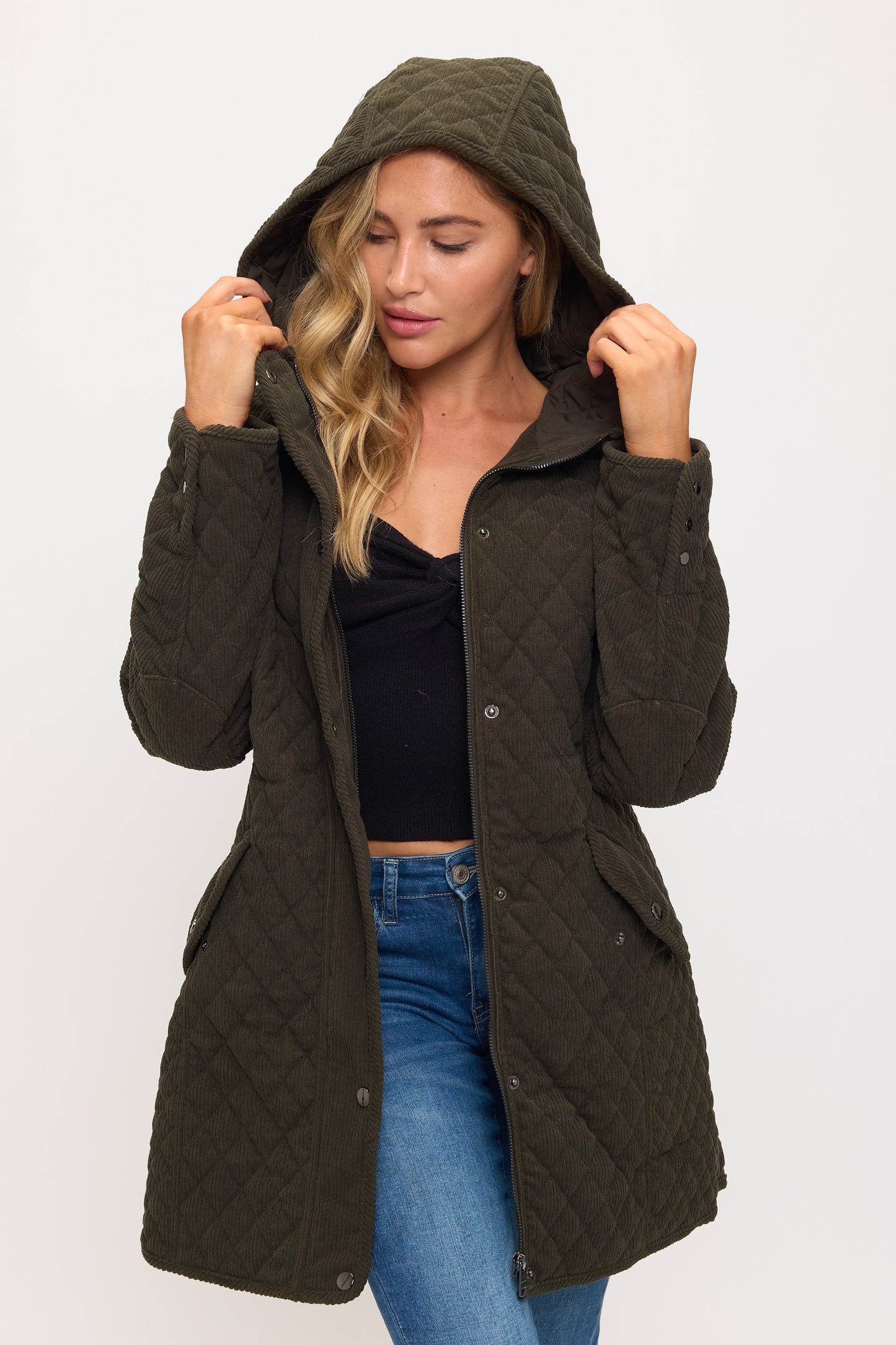 CLACJ0144: Quilted Corduroy Luxe Parka