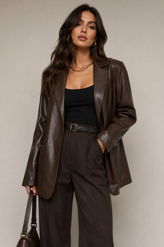 CLALJ0123: The Boardroom Rebel Leather Blazer