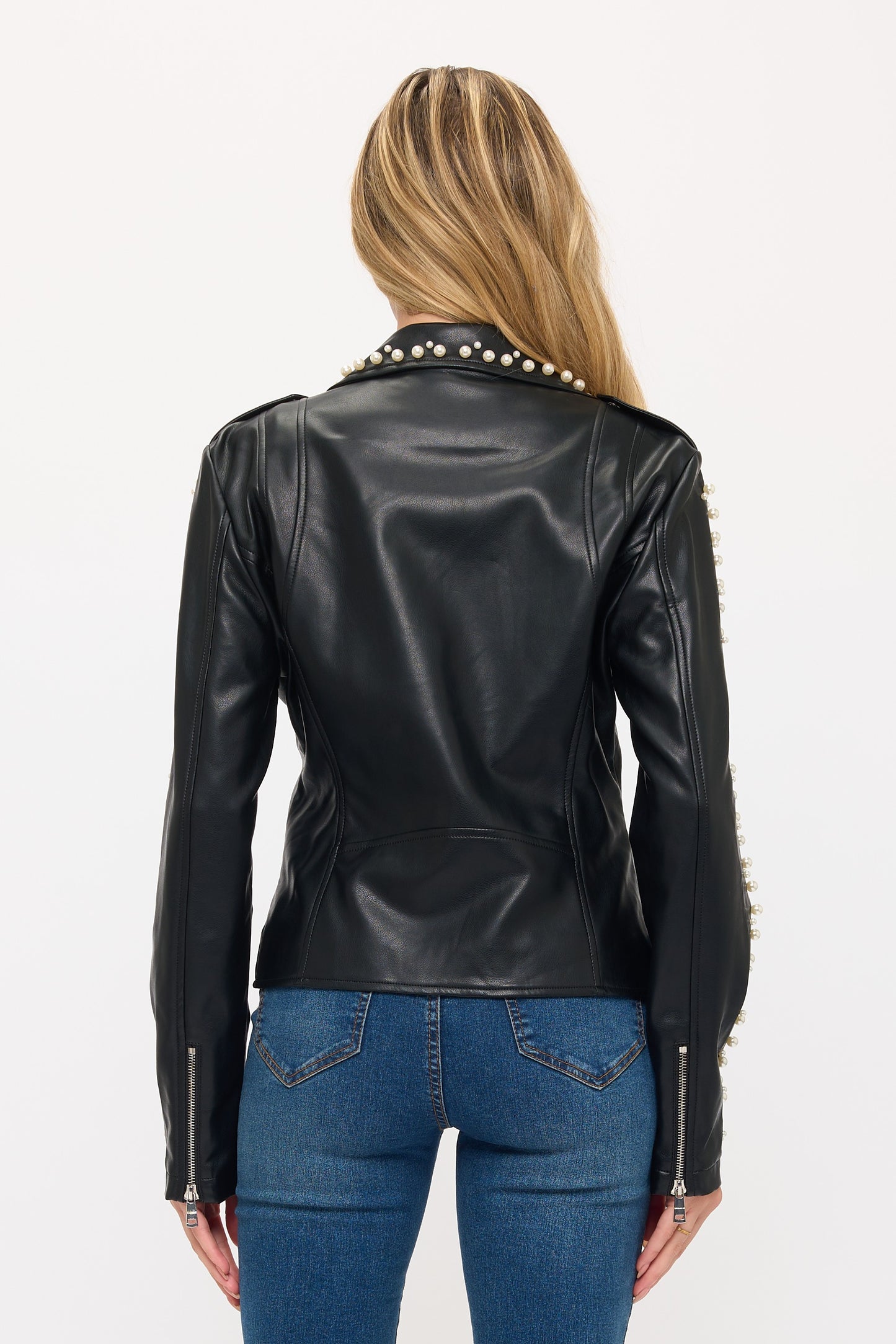 CLALJ0155: Rebel Rose Studded Moto Jacket