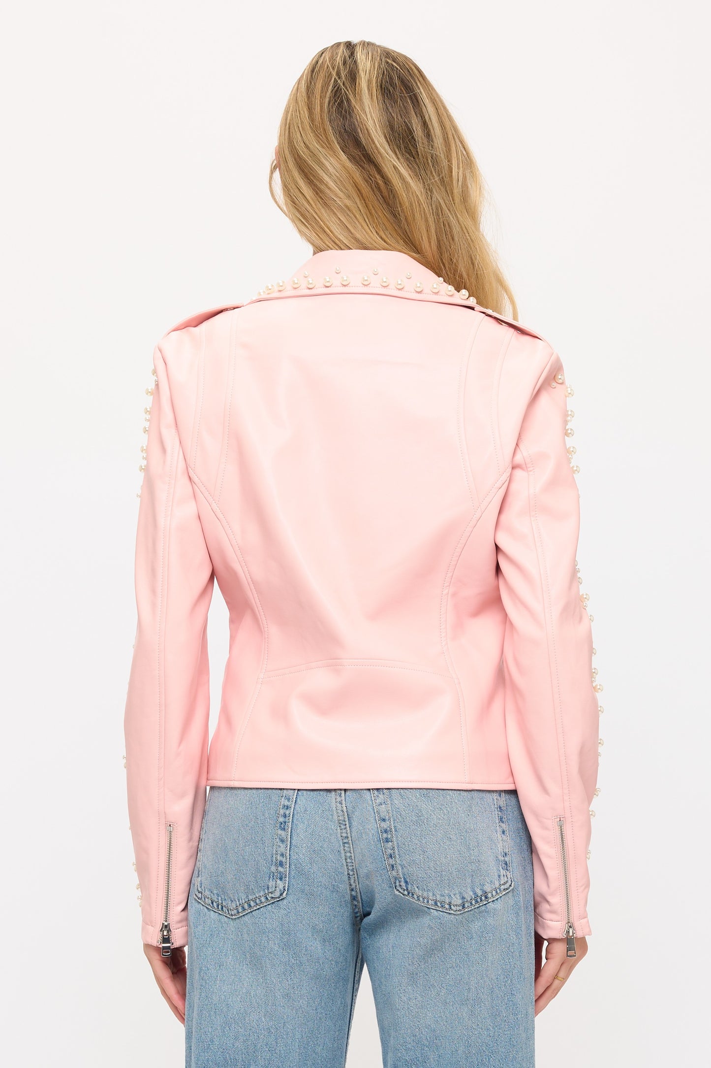 CLALJ0155: Rebel Rose Studded Moto Jacket