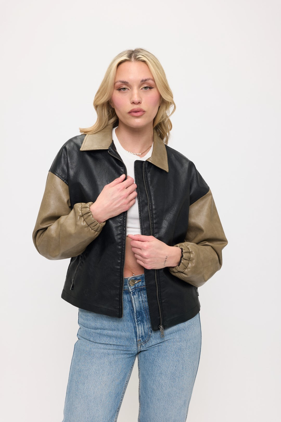 CLALJ0152: Vegan Leather Varsity Vogue Bomber
