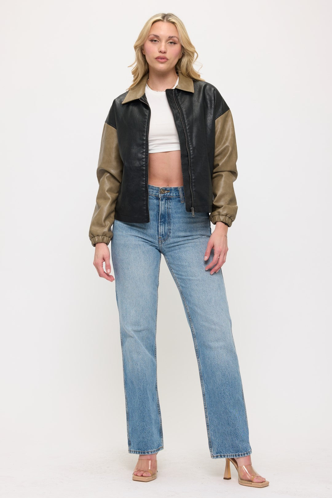 CLALJ0152: Vegan Leather Varsity Vogue Bomber