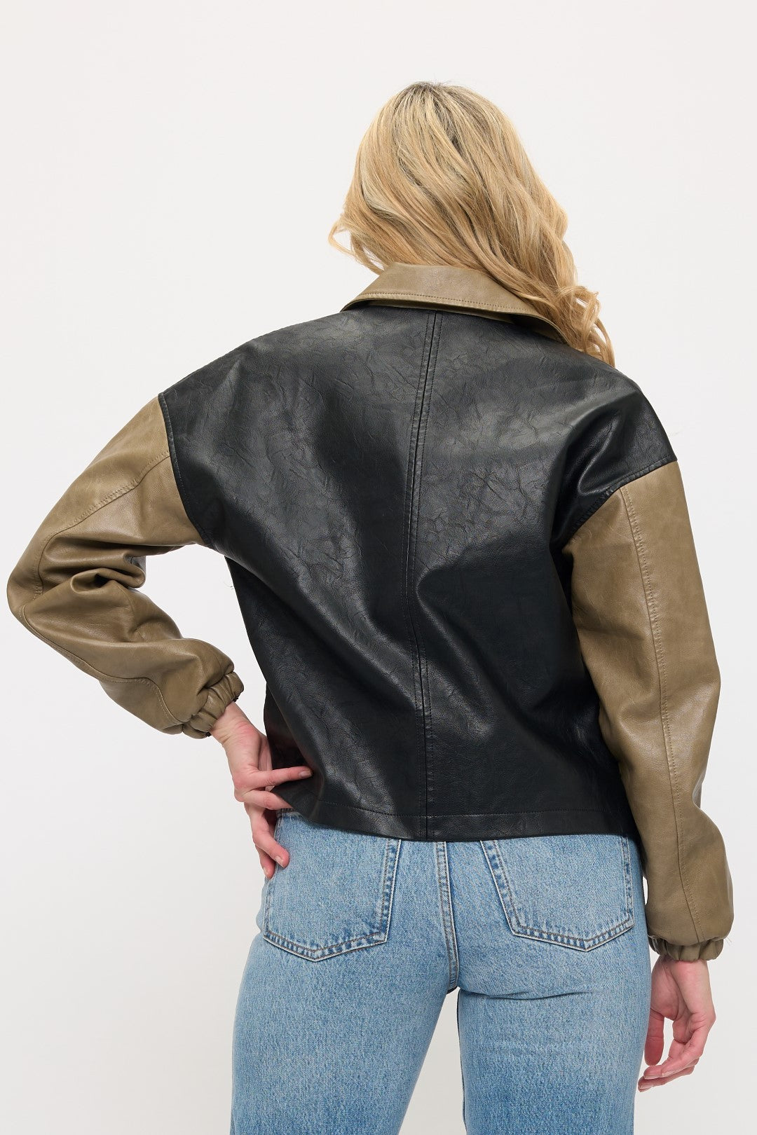 CLALJ0152: Vegan Leather Varsity Vogue Bomber
