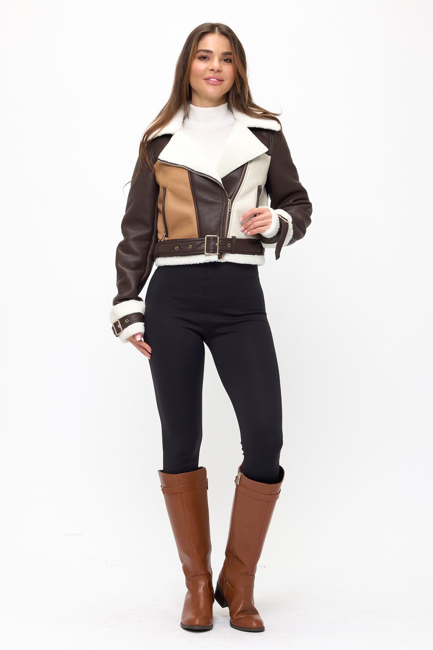 CLALJ0048: Contrast Edge Fur Bomber
