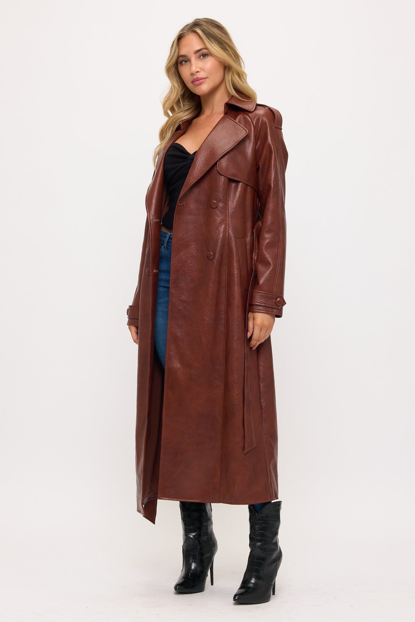 LT0165: Camden Vegan Leather Trench