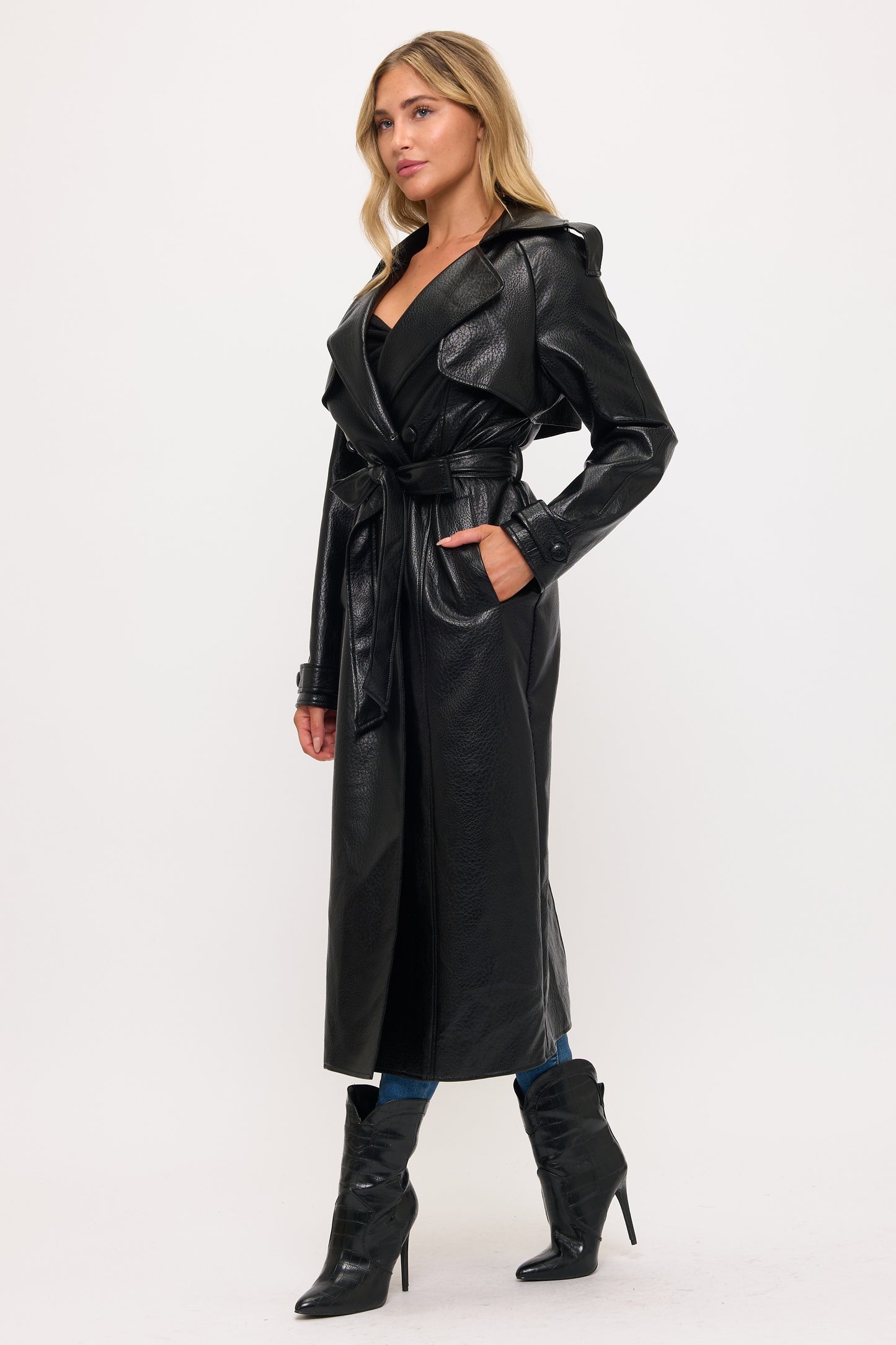 LT0165: Camden Vegan Leather Trench