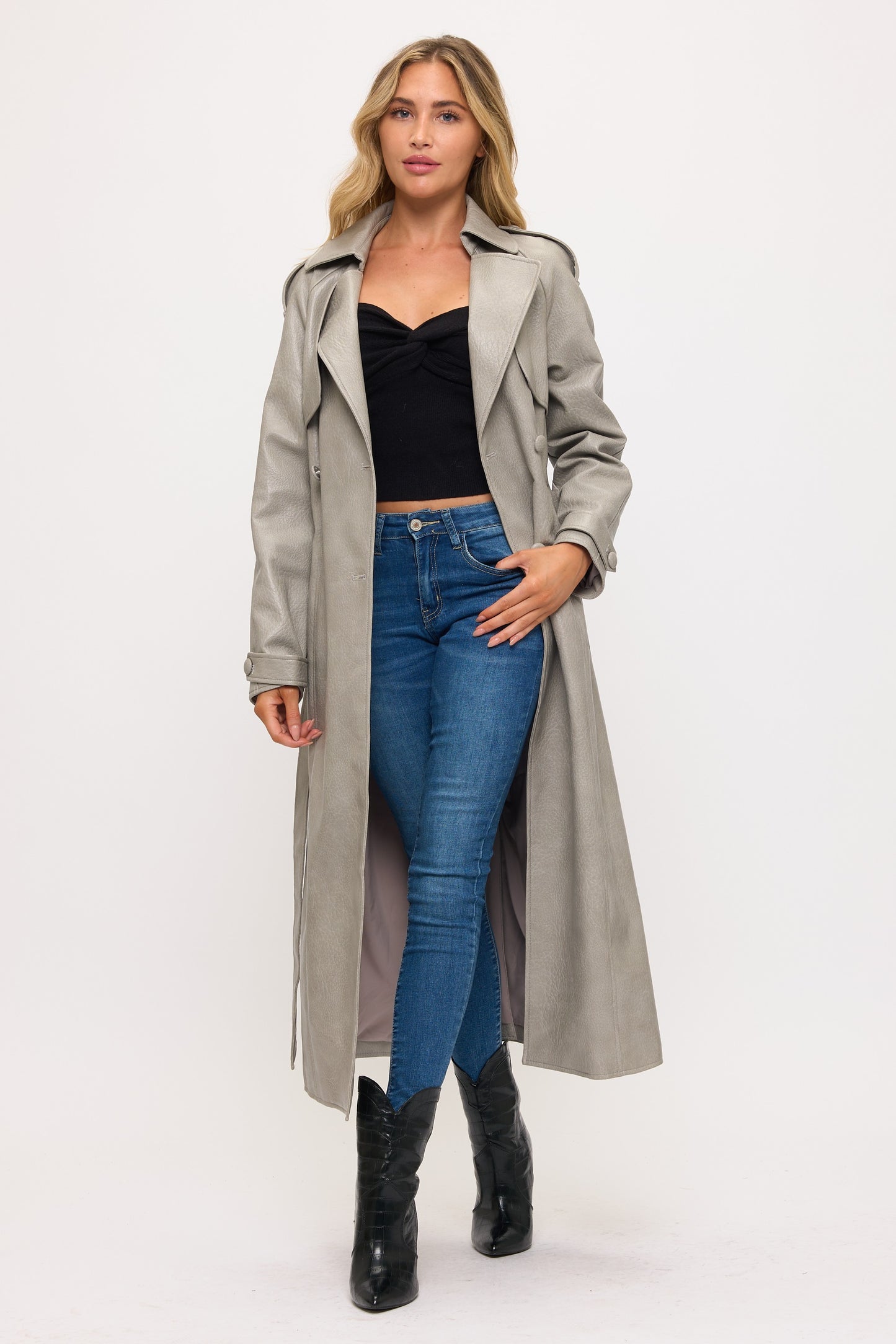 LT0165: Camden Vegan Leather Trench