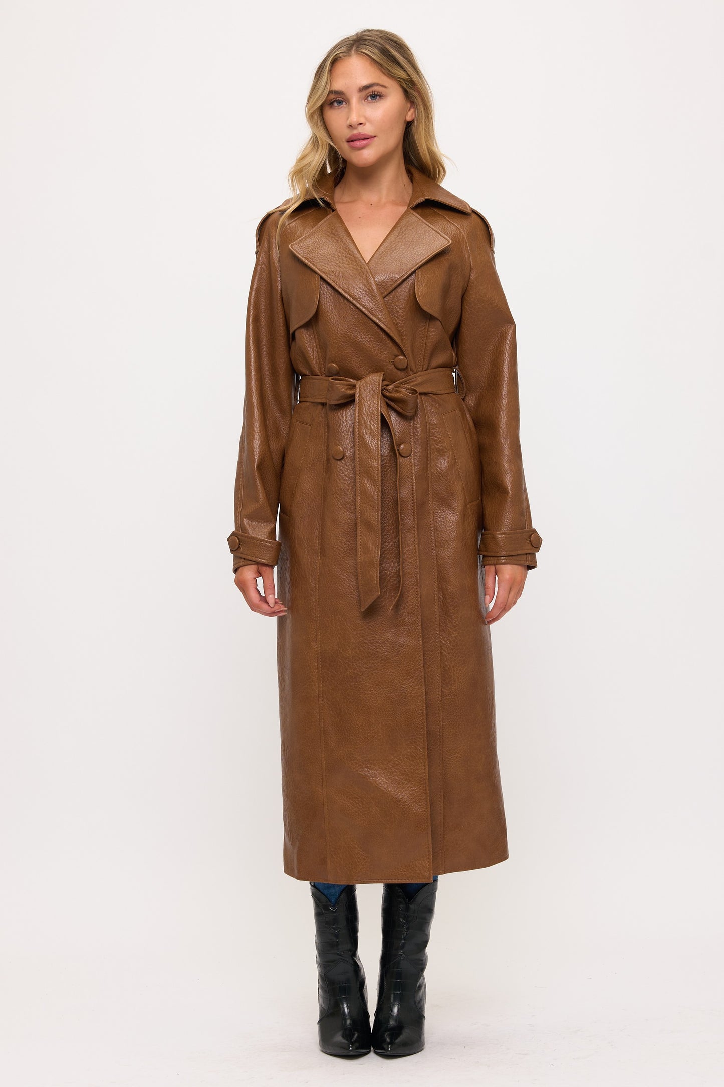 LT0165: Camden Vegan Leather Trench