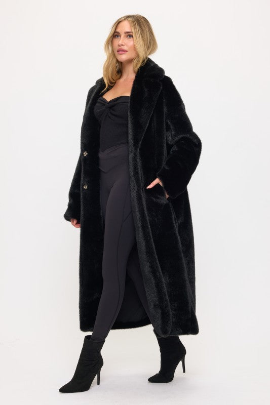 CLAFC0115: Midnight Luxe Maxi Fur Coat