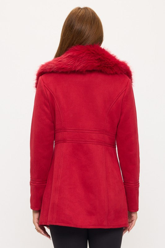 CLASC0010: Luxe Faux Fur-Collar Tailored Coat