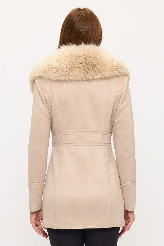 CLASC0010: Luxe Faux Fur-Collar Tailored Coat