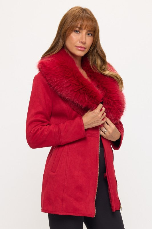 CLASC0010: Luxe Faux Fur-Collar Tailored Coat