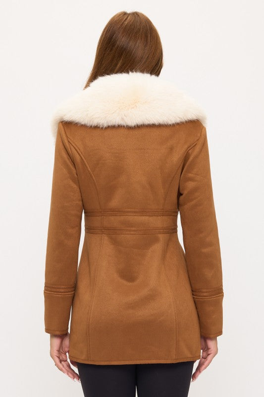 CLASC0010: Luxe Faux Fur-Collar Tailored Coat