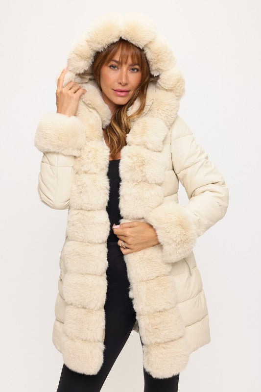 The Aspen Luxe Puffer Front View in Cream | Coalition LA