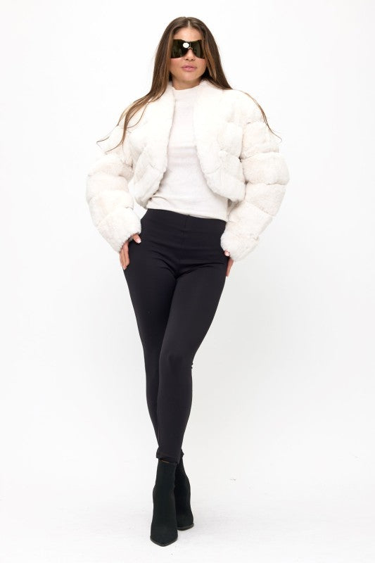 CLAFJ0022: Velvet Noir Cropped Fur Bolero