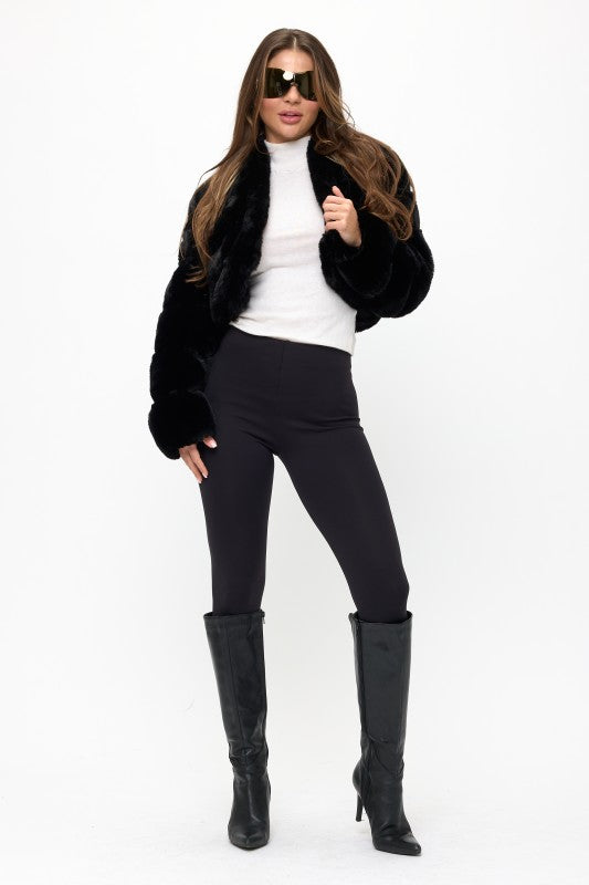 CLAFJ0022: Velvet Noir Cropped Fur Bolero