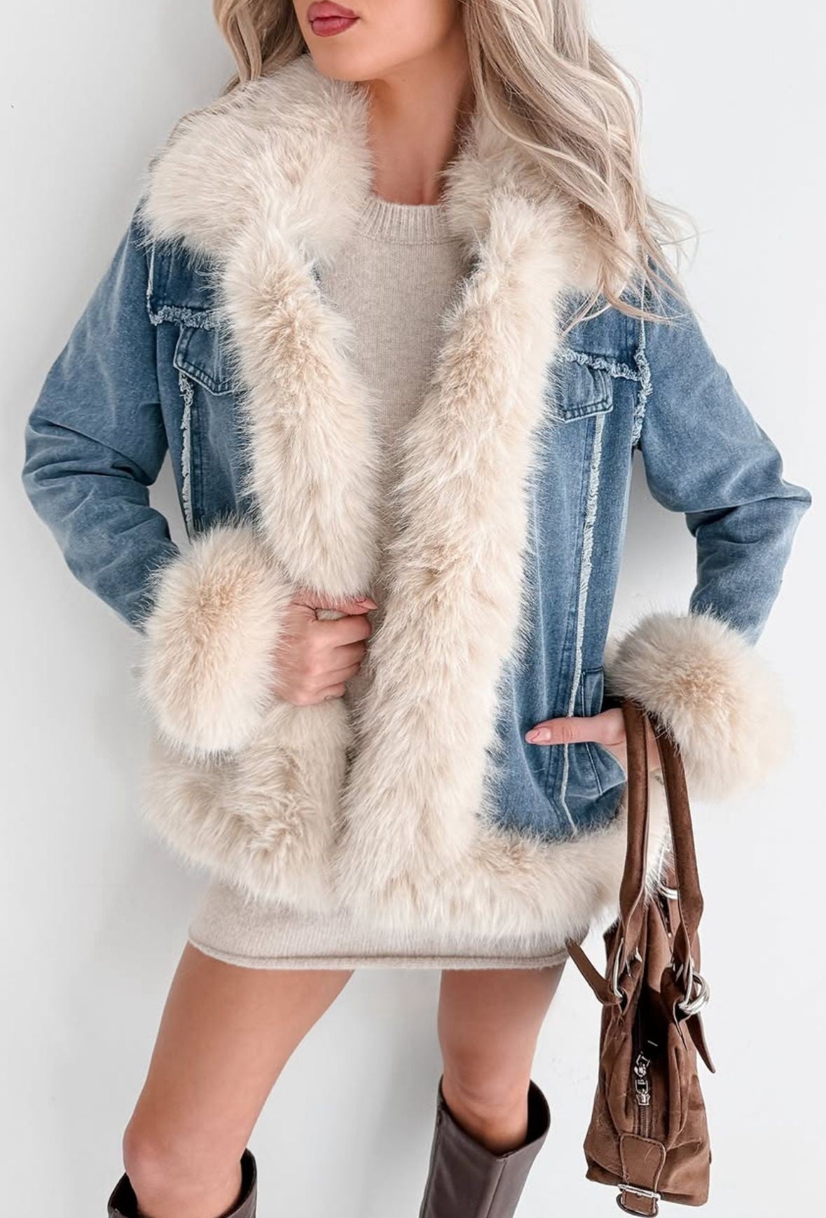 CLADC0012: Tundra Denim Luxury Coat