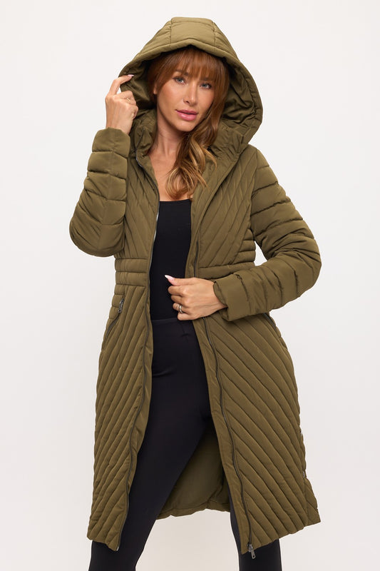CLANP0056: Chevron Elite Long Puffer Coat