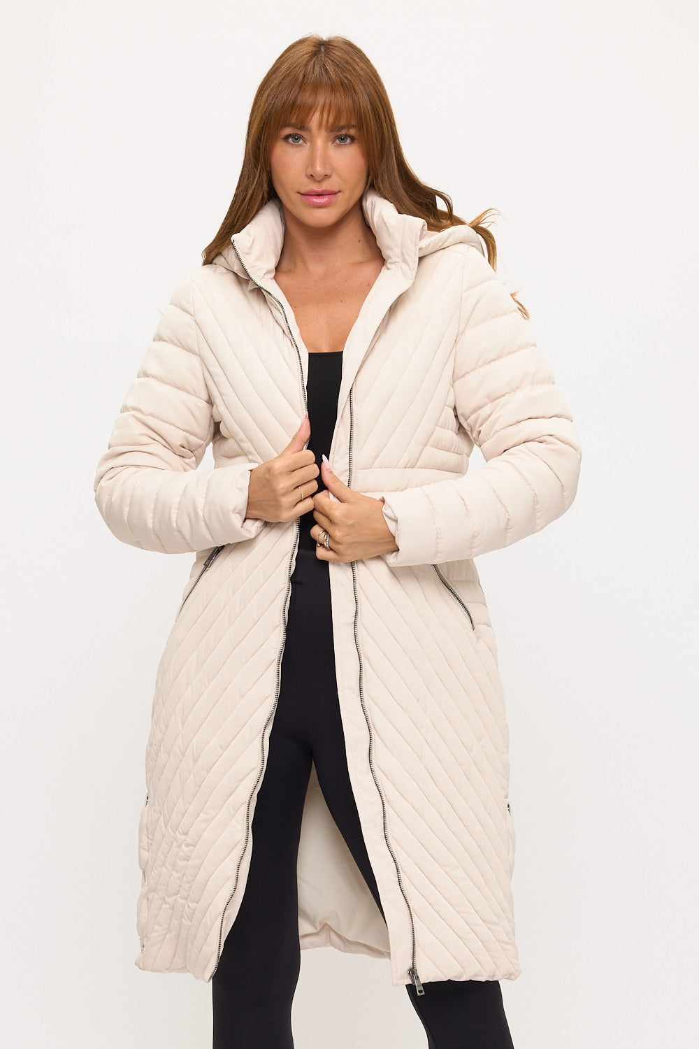 CLANP0056: Chevron Elite Long Puffer Coat