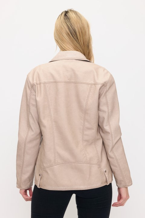 CLALJ0139: SoHo Vintage Washed Oversized Moto Jacket