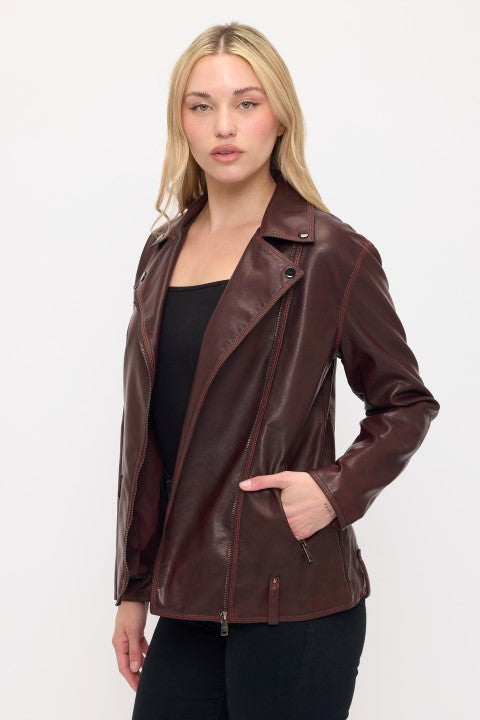 CLALJ0139: SoHo Vintage Washed Oversized Moto Jacket
