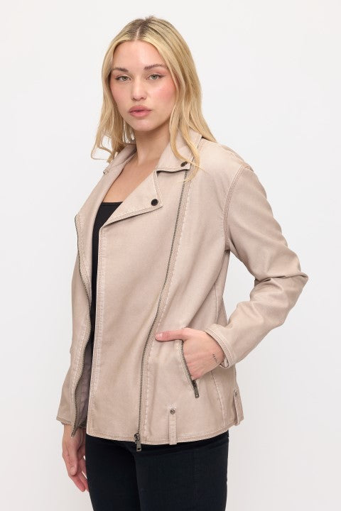 CLALJ0139: SoHo Vintage Washed Oversized Moto Jacket